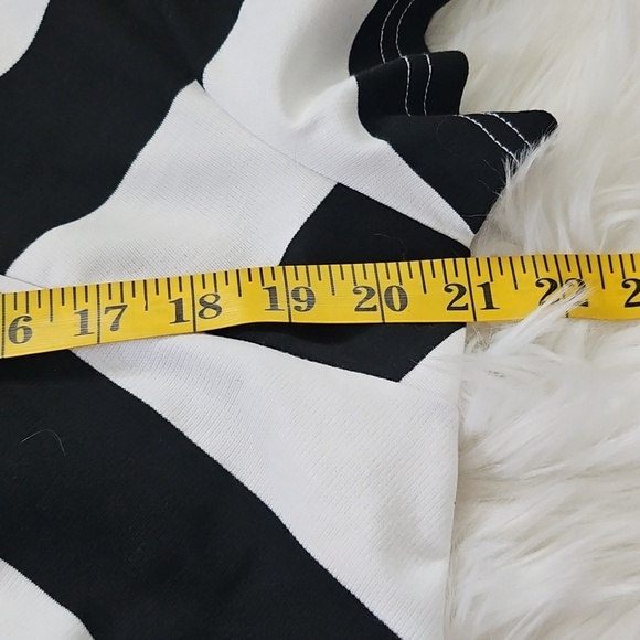 Agnes Orinda Black and White Striped Peplum Blouse - Picture 15 of 16